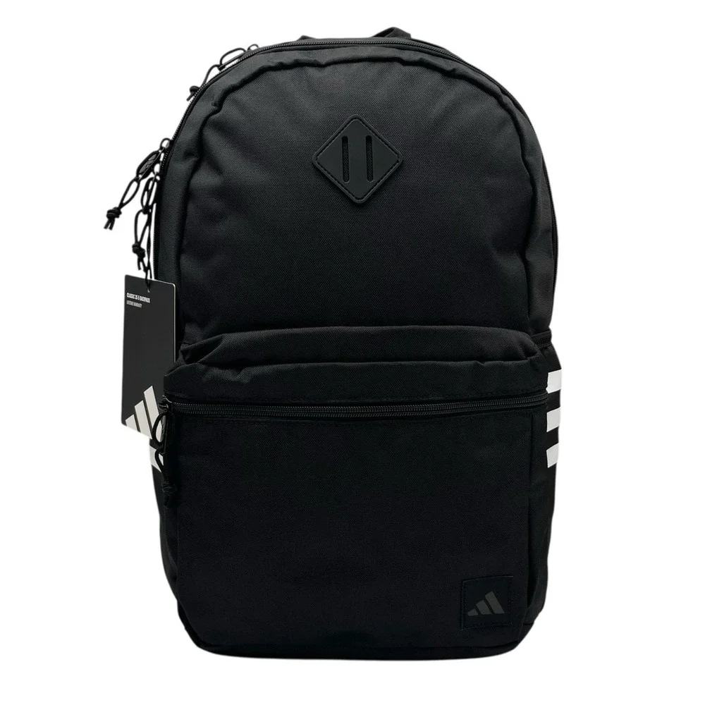 Adidas Classic 3S 5 Unisex School Backpack Fits 16" Laptop Black White Stripes - Picture 2 of 13